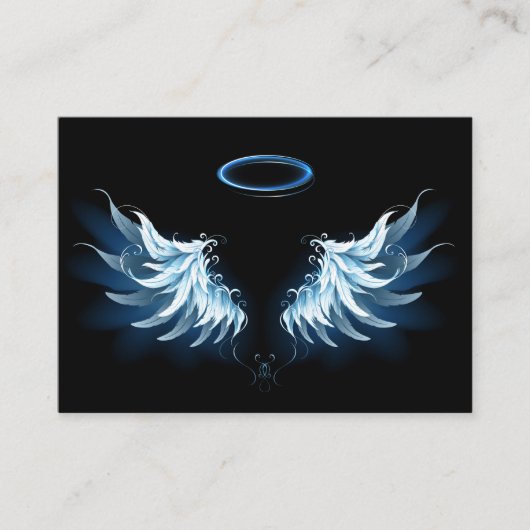 Carte De Référencement Blue Glowing Angel Wings on black background (Devant)
