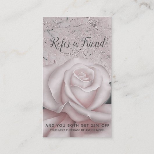 Carte De Référencement Blush Rose Blanche Glam Moderne Marbre Parrainez u (Devant)