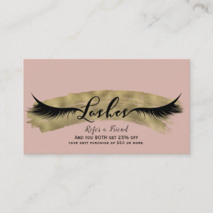 Carte De Référencement Blush Rose et Cils Dorés Brillants Parrainez une A