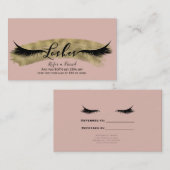 Carte De Référencement Blush Rose et Cils Dorés Brillants Parrainez une A (Devant / Derrière)