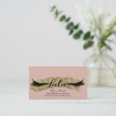 Carte De Référencement Blush Rose et Cils Dorés Brillants Parrainez une A (Debout devant)