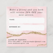 Carte De Référencement Blush Rose Pailleté Marbre Agate Chic Monogramme (Dos)