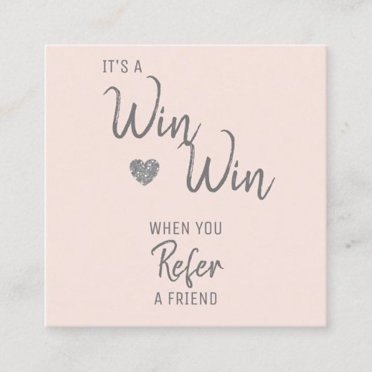 Carte De Référencement Blush White Win moderne Référer un ami (Devant)