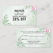 Carte De Référencement Boho Aquarelle Eucalyptus Vert (Devant / Derrière)