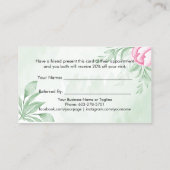 Carte De Référencement Boho Aquarelle Eucalyptus Vert (Dos)