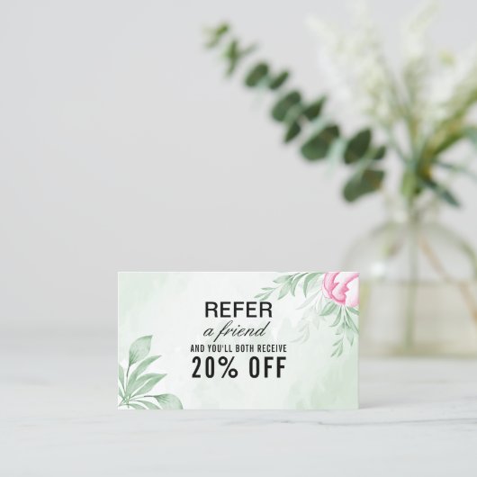 Carte De Référencement Boho Aquarelle Eucalyptus Vert (Debout devant)