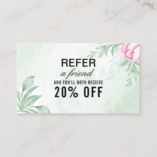 Carte De Référencement Boho Aquarelle Eucalyptus Vert (Devant)