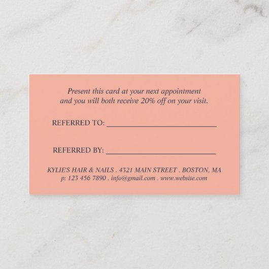 Carte De Référencement Boho Floral Frame - Bleu Marine Référer Un Ami (Dos)