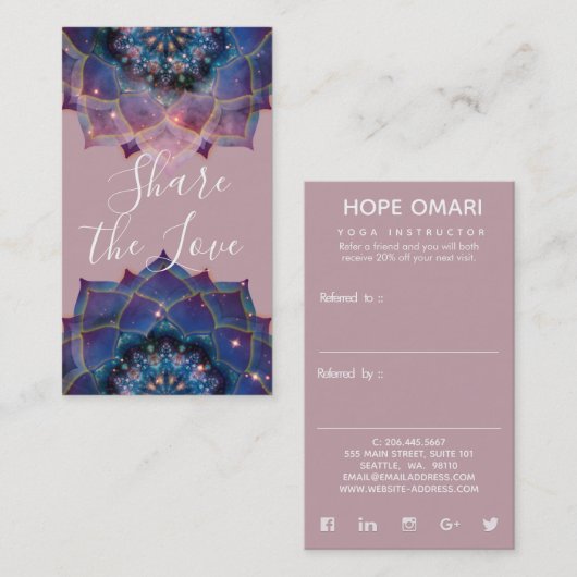 Carte De Référencement Boho Nebula Bloom | Conception de Mandala (Devant / Derrière)