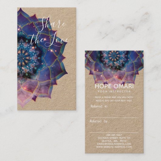 Carte De Référencement Boho Nebula Bloom | Conception de Mandala (Devant / Derrière)