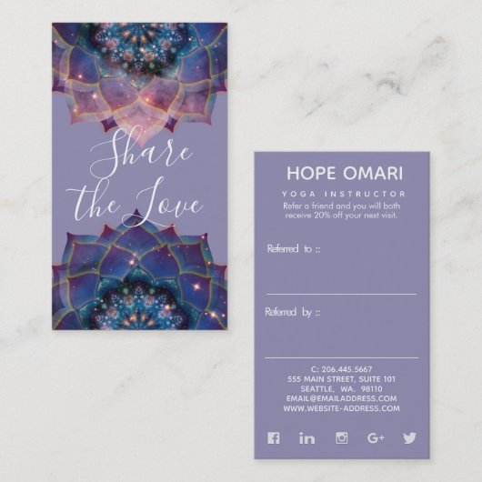 Carte De Référencement Boho Nebula Bloom | Conception de Mandala (Devant / Derrière)