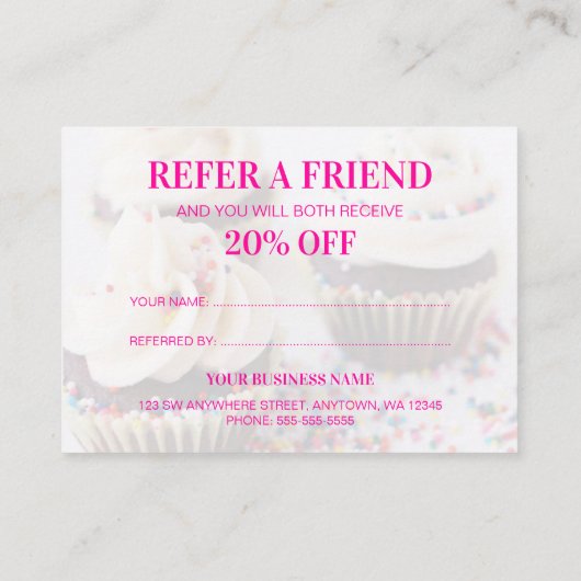 Carte De Référencement Boulangerie de cupcakes (Dos)