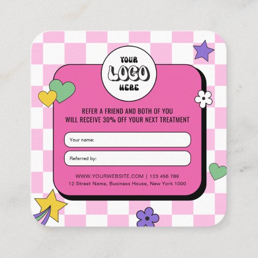 Carte De Référencement Branché Super Rétro Référencer Une Ami Entreprise (Dos)