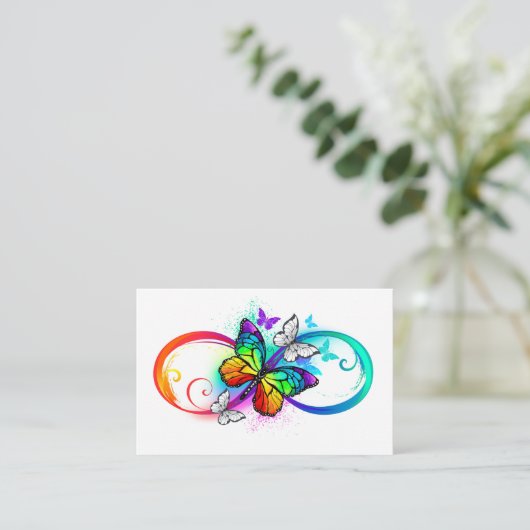 Carte De Référencement Bright infinity with rainbow butterfly (Debout devant)