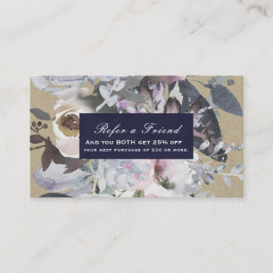 Carte De Référencement Brillant floral rustique Marine Kraft Chic Envoyer