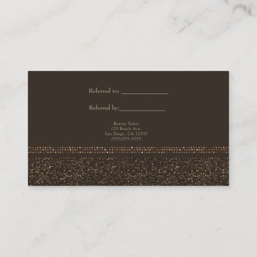 Carte De Référencement Bronze Brown Chic Sparkling Glam Référer un ami (Dos)