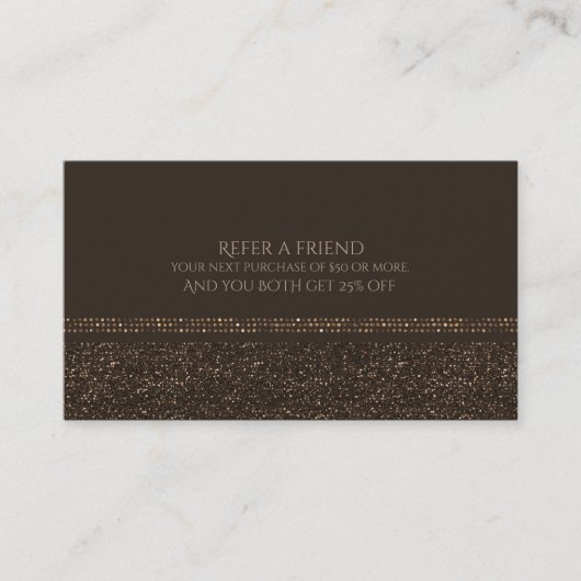 Carte De Référencement Bronze Brown Chic Sparkling Glam Référer un ami (Devant)