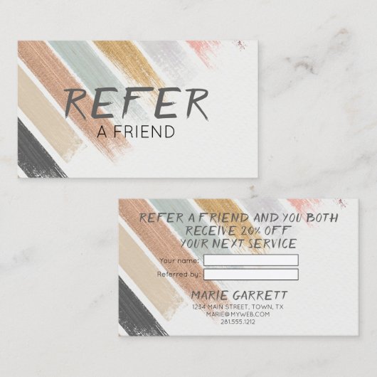 Carte De Référencement Brosses neutres modernes à aquarelle (Devant / Derrière)