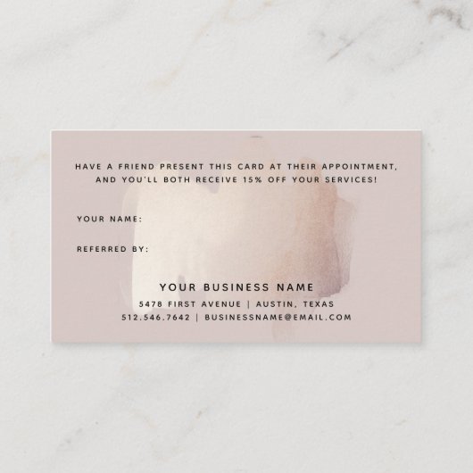 Carte De Référencement Brouillon Chic | Faux Rose Gold sur Rose neutre (Dos)