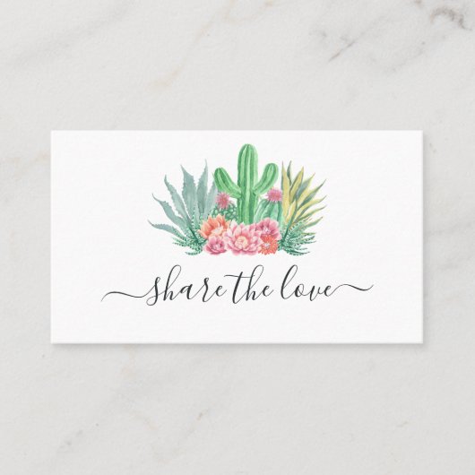Carte De Référencement Cactus à l'aquarelle (Devant)