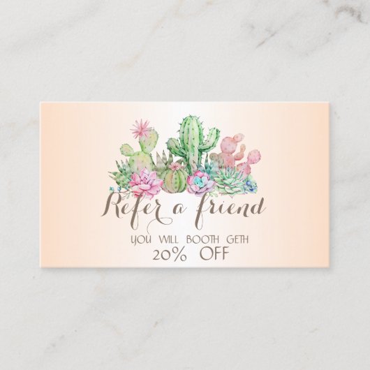 Carte De Référencement Cactus Succulentes Élégants et Stylés (Devant)