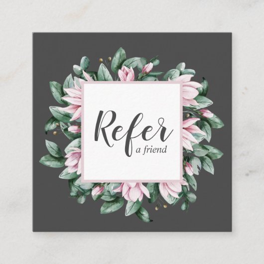 Carte De Référencement Cadre floral Magnolia et Eucalyptus gris foncé (Devant)