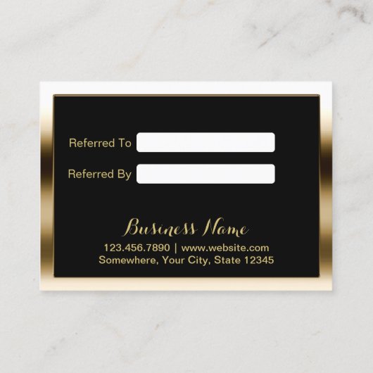 Carte de référencement | Cadre moderne Black & Gol (Dos)