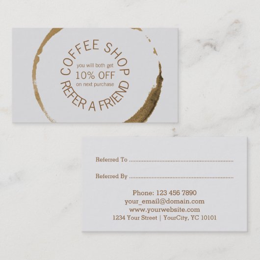 Carte De Référencement Café-restaurant - référez-vous un ami (Devant / Derrière)