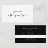 Carte De Référencement Calligraphie manuscrite simple et moderne blanc cl (Devant / Derrière)