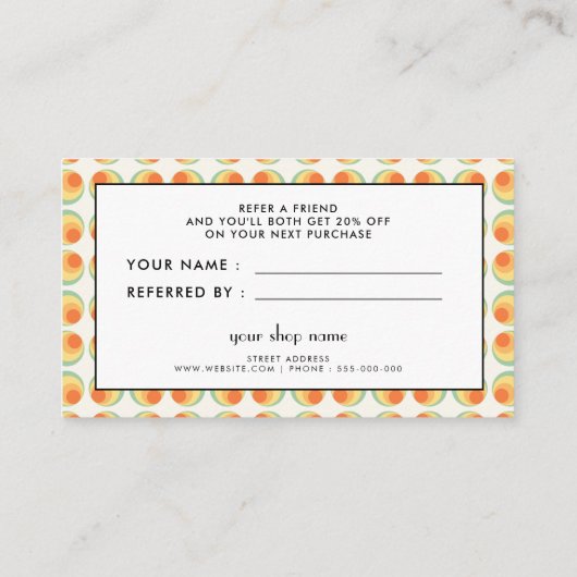 Carte De Référencement Cercles vintages motif (Dos)