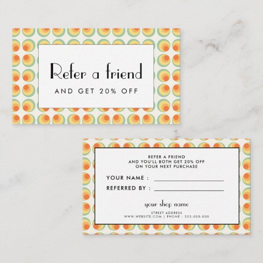 Carte De Référencement Cercles vintages motif (Devant / Derrière)