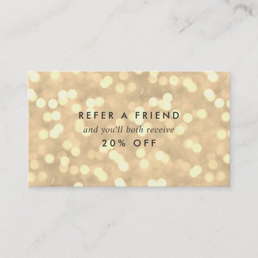 Carte De Référencement Champagne Gold Bokeh (Devant)