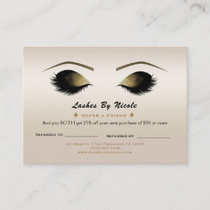 Carte De Référencement Champagne Pearl Lashes Référez Ami Aftercare