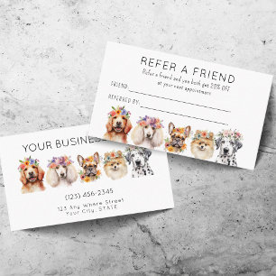 Carte De Référencement Charmant chien à l'aquarelle Toilettage Réferer un