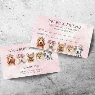 Carte De Référencement Charmant chien à l'aquarelle Toilettage Réferer un