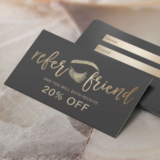 Carte De Référencement Cheveux et maquillage Artiste Gold Eyelash Salon O