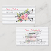 Carte De Référencement Chic Ciseaux Stripes et Rose Friend Referend (Devant / Derrière)
