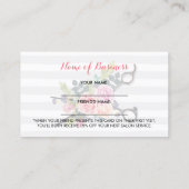 Carte De Référencement Chic Ciseaux Stripes et Rose Friend Referend (Dos)