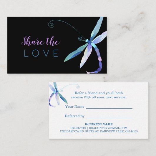 Carte De Référencement Chic Dragonfly Business (Devant / Derrière)