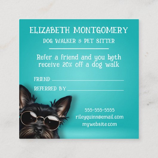 Carte De Référencement Chien Walker Animal Sitter (Dos)