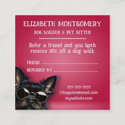 Carte De Référencement Chien Walker Animal Sitter (Dos)