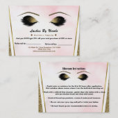 Carte De Référencement Cils Pailletés Or Rose Parrainage Soins Après-Vent (Devant / Derrière)