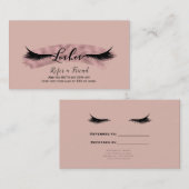 Carte De Référencement Cils Rose Pâle & Or Rose Parrainez une Amie (Devant / Derrière)