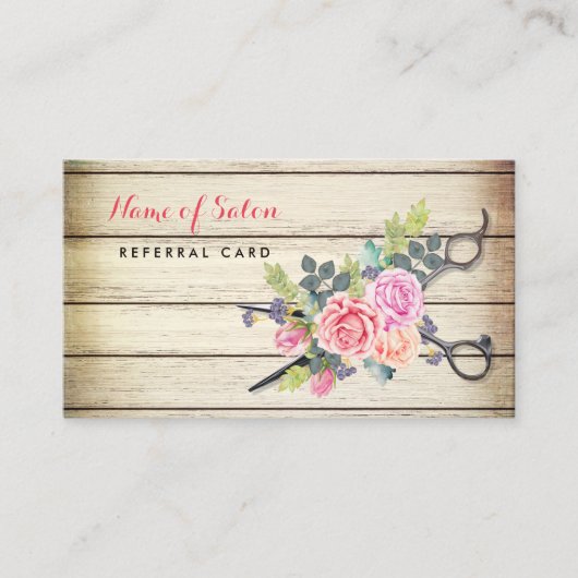 Carte De Référencement Ciseaux de bois de charme et Rose Ami Référentiel (Devant)