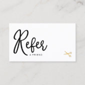 Carte De Référencement Ciseaux dorés Chic Élégant Coiffeur Client (Devant)