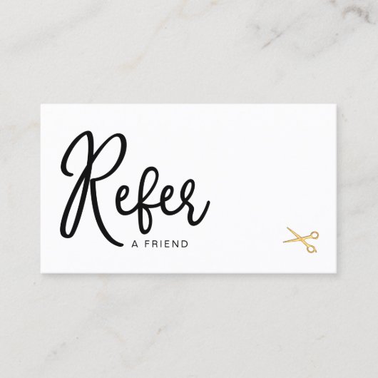 Carte De Référencement Ciseaux dorés Chic Élégant Coiffeur Client (Devant)