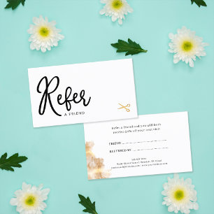 Carte De Référencement Ciseaux dorés Chic Élégant Coiffeur Client