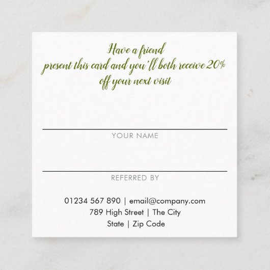 Carte De Référencement Citrus Citrus Vert simple et moderne (Dos)