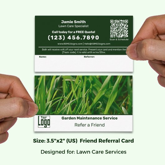 Carte De Référencement Classic Green & White Custom Image Lawn Service