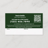 Carte De Référencement Classic Green & White Custom Image Lawn Service (Dos)